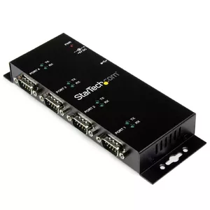 StarTech 4-Port USB to DB9 RS232 Serial Adapter Hub ICUSB2324I – USB 2.0 Type-B, Steel Housing, DIN-rail/Wall Mountable
