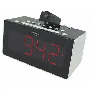 Soundmaster FUR6005 Clock Radio with FM PLL Tuner LED Display Time Projection Black