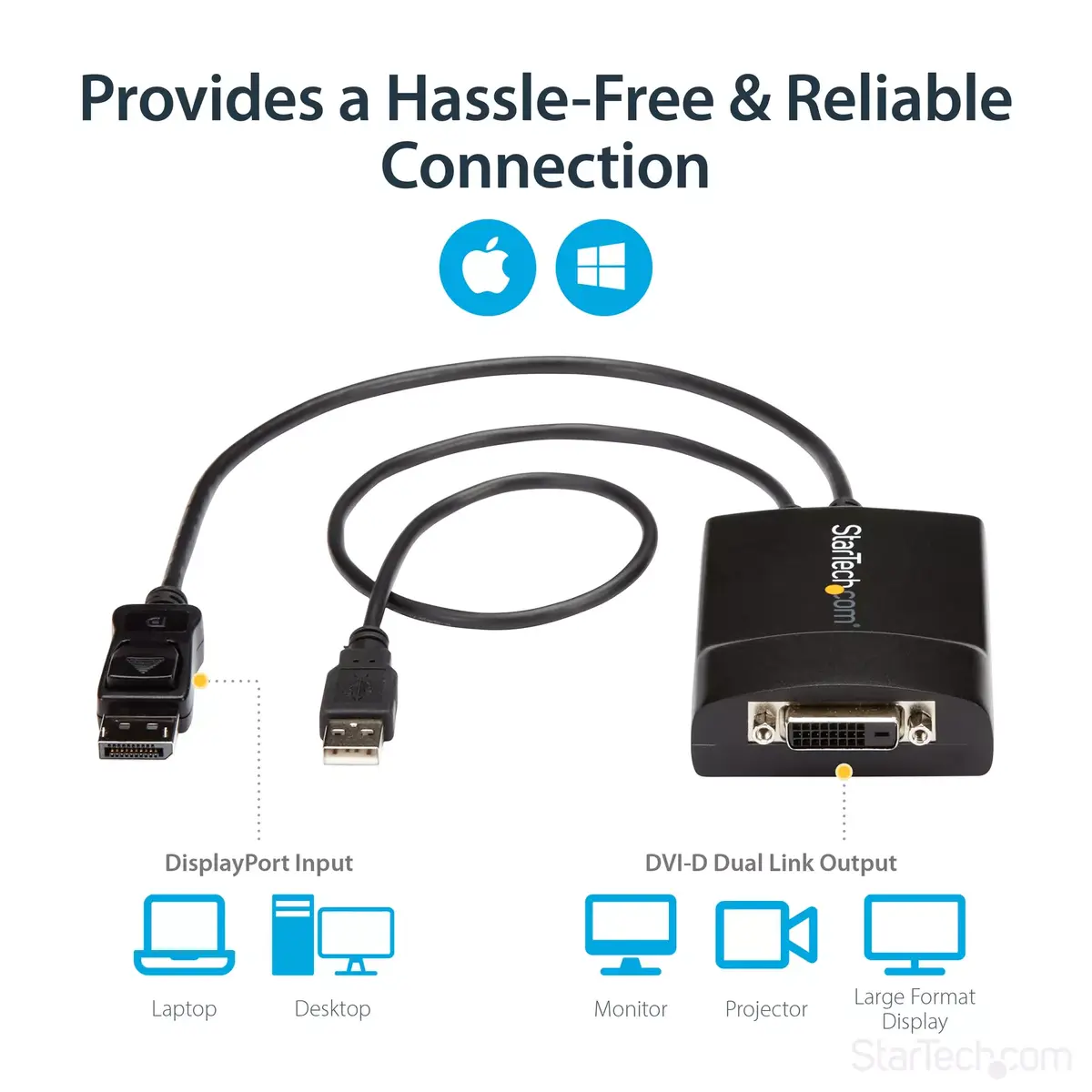 DisplayPort uz DVI Dual Link aktīvais adapteris StarTech DP2DVID2 Photo 10