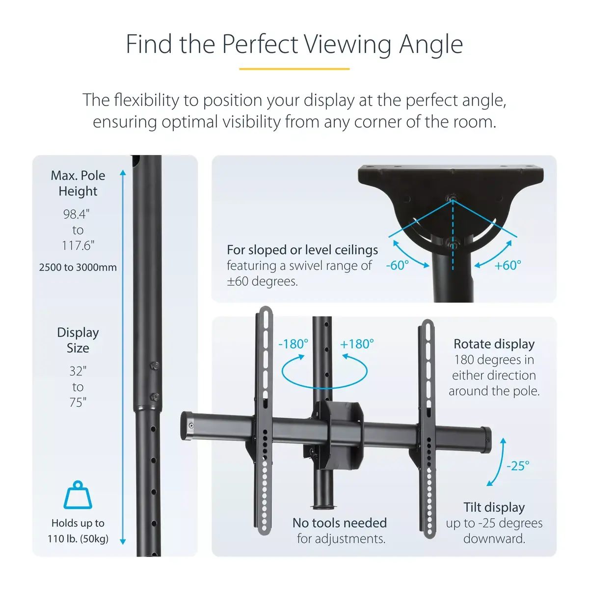 Ceiling Mount TV StarTech FPCEILPTBLP Photo 17