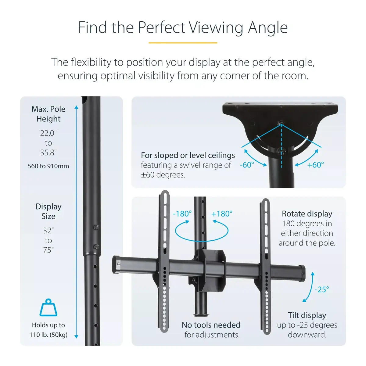 Ceiling Mount TV Bracket StarTech FPCEILPTBSP Photo 12