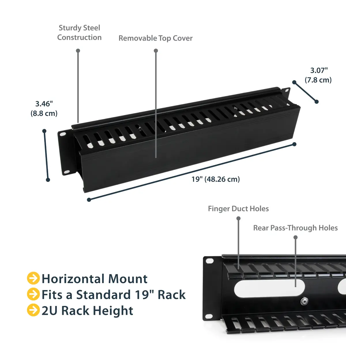 StarTech CMDUCT2U 2U Server Rack Cable Management Panel Photo 7