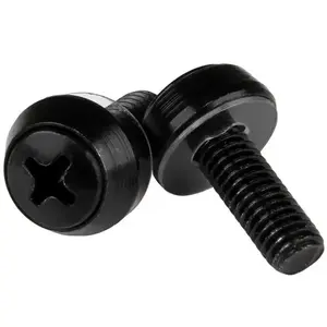 StarTech.com M6 12mm Mounting Screws for 19-inch and 10-inch Server Racks and Cabinets Black 100-Pack