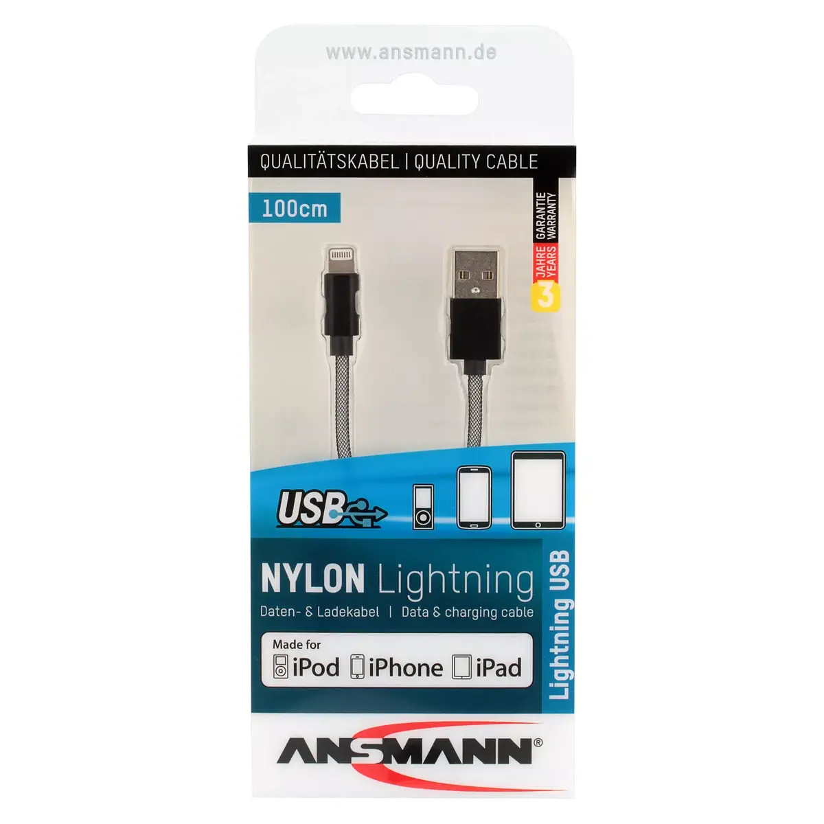Кабель Lightning ANSMANN 1700-0045, 1 м Photo 3