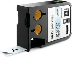 Label Tape Dymo All-Purpose Vinyl 12 mm x 3 m — compatible with Dymo label makers