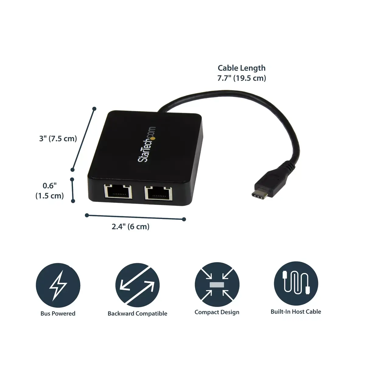 USB-C uz diviem gigabitu Ethernet adapteri StarTech US1GC301AU2R Photo 8