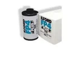 Black-and-white photographic film Ilford FP4 PLUS by Ilford, medium-speed panchromatic sheet/roll film