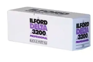 Medium Format Black-and-White Negative Film Ilford DELTA 3200, 120 format, high-speed ISO 3200