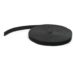 StarTech HKLP50 Hook and Loop Cable Tie Roll 15.2m Black Nylon Cut-to-Size Reusable Fastener Tape
