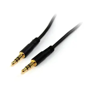 StarTech.com Тонкий 3.5мм стерео аудиокабель MU3MMS Мужской/Мужской 0.91 м Черный Золотое покрытие 28 AWG