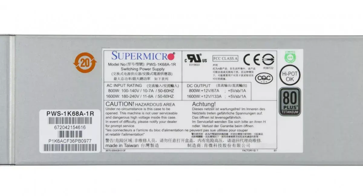 Supermicro PWS-1K68A-1R power supply unit PWS-1K68A-1R Photo 2