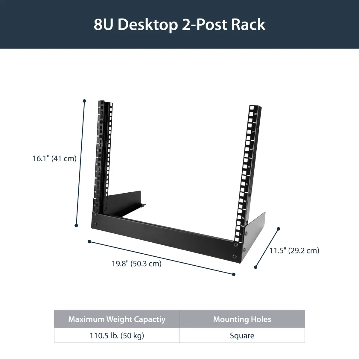 StarTech RK8OD 2-Post 8U Desktop Server Rack Photo 9