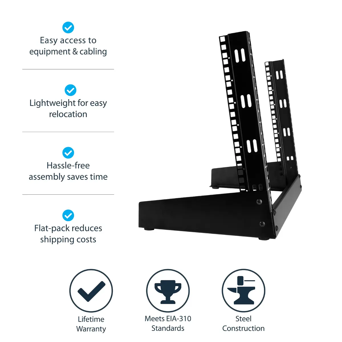 StarTech RK8OD 2-Post 8U Desktop Server Rack Photo 10