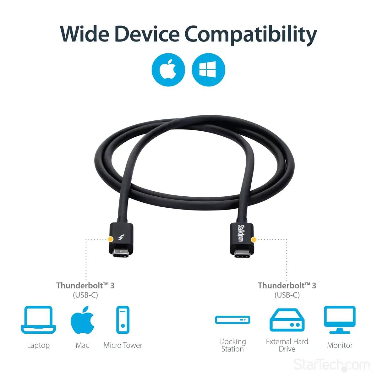 Thunderbolt 3 kabelis StarTech TBLT3MM1M Photo 10