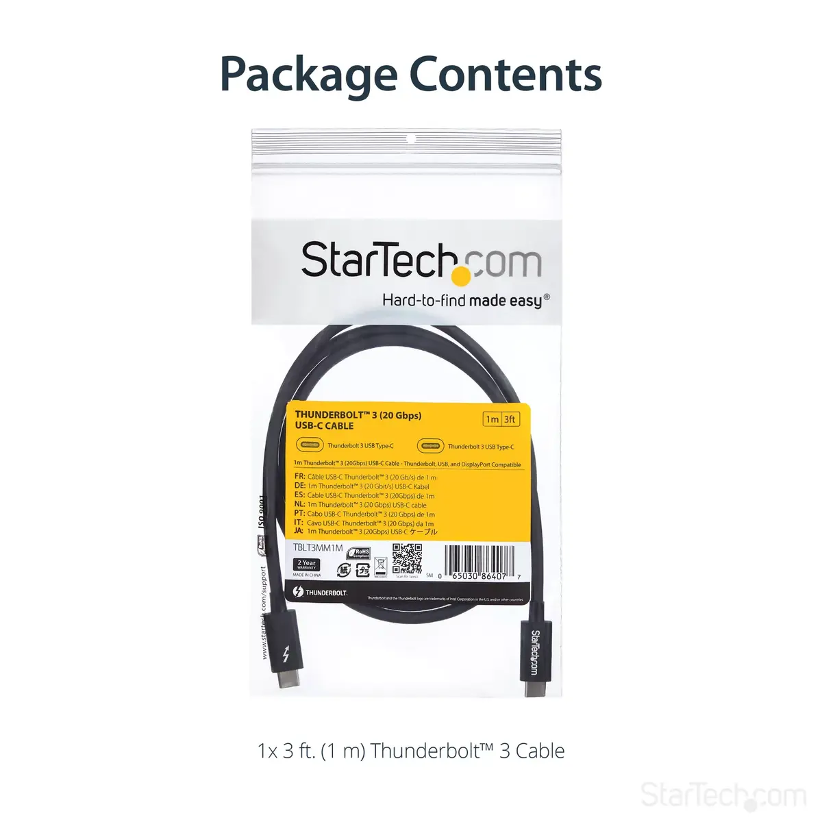 Thunderbolt 3 kabelis StarTech TBLT3MM1M Photo 11