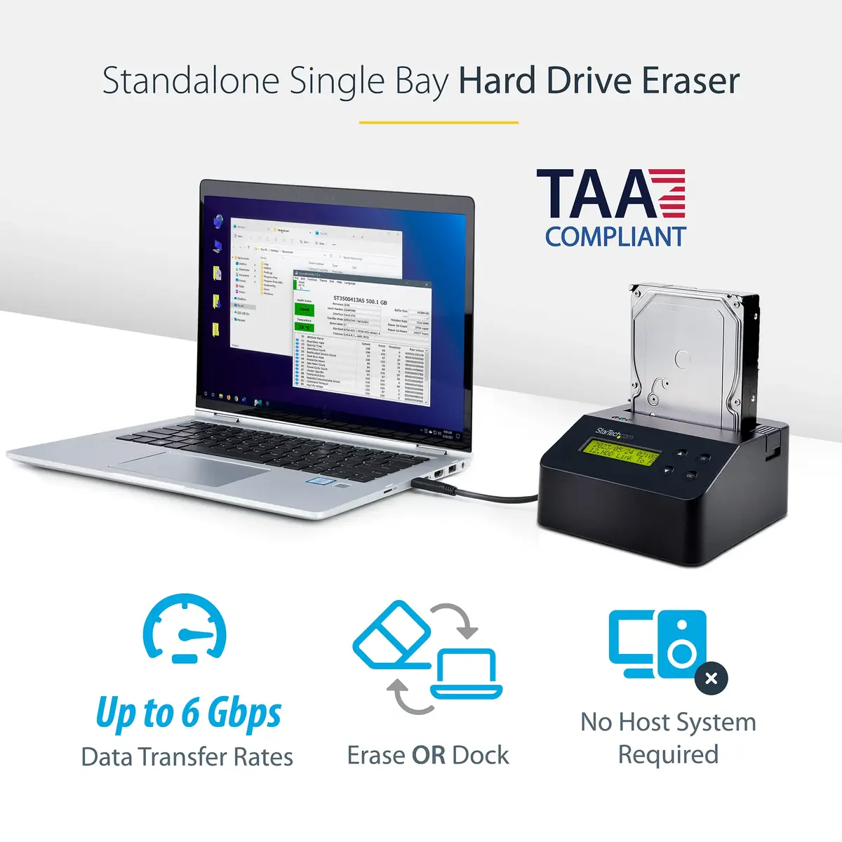 StarTech SDOCK1EU3P2 Hard Drive Eraser and Sanitizer Dock Photo 8