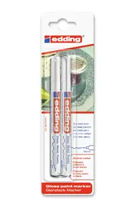 Edding 780 Gloss Paint Marker with Bullet Tip, 0.8 mm Line Width, White, 2 Pack