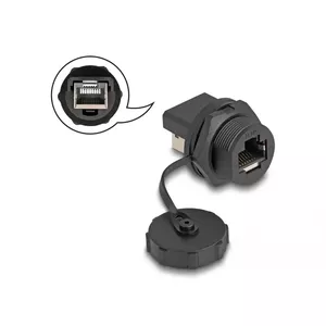 DeLOCK RJ45 Cat.6A Coupler IP67 waterproof dustproof black