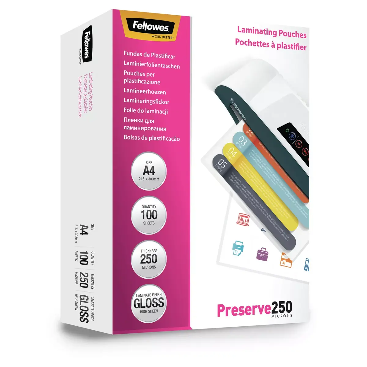 Fellowes A4 laminējošais maisiņš 100 iepakojumā Photo 2