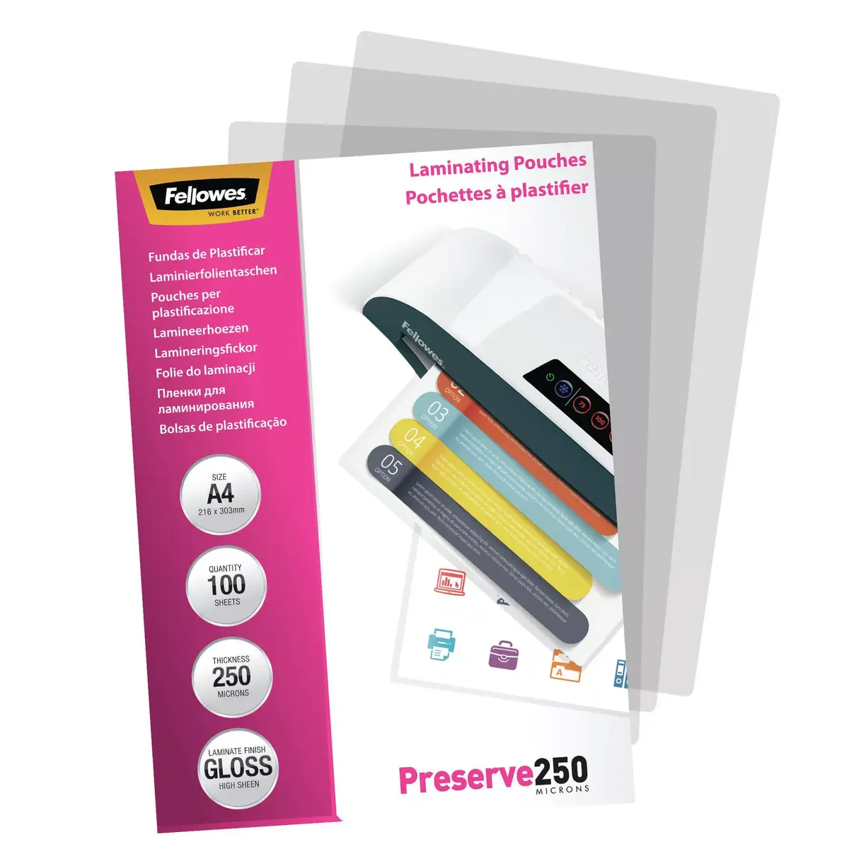 Fellowes A4 laminējošais maisiņš 100 iepakojumā Photo 5