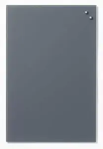 Magnetic glass board NAGA 40x60 cm, grey - wall-mounted presentation board