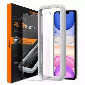 Caurspīdīgs ekrāna aizsargs Spigen AGL00101 priekš Apple iPhone 11 / XR, rūdīts stikls, 2 gab.