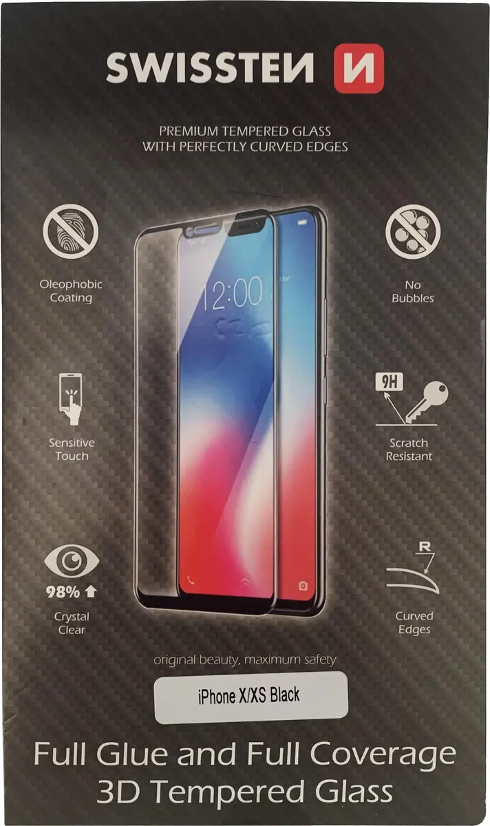 3D pilnklājuma stikls SWISSTEN iPhone X/XS