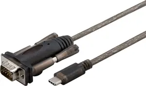MicroConnect USB Type-C uz RS232 seriālais kabelis vīrietis pret vīrieti 1.5 m melns
