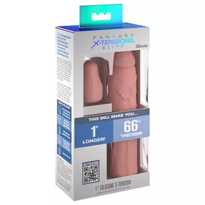 Penis Extension sleeve Fantasy X-Tensions Elite FXTE 1 X-tension Light — silicone, sleeve 17.8 cm, insertion 15.9 cm, inner Ø 3.2 cm, exterior Ø 4.8 cm, extension 5.1 cm