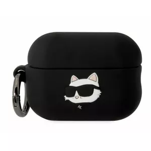 Karl Lagerfeld AirPods 3 vāciņš KLA3RUNCHK — melns silikona aizsargvāciņš ar 3D Choupette galvu