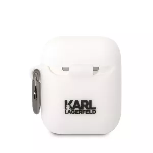 Karl Lagerfeld 3D Logo NFT Karl Head Silicone Case for Airpods 1|2 White