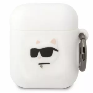 Karl Lagerfeld 3D Logo NFT Choupette Head Silicone Case for Airpods 1|2 White