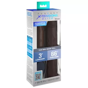 Penis sleeve Fantasy X-Tensions Elite FXTE 3 Vibrating Mega X-tension, silicone, sleeve 22.9 cm, insert depth 21.1 cm, inner Ø 3.2 cm, extension 7.6 cm, USB rechargeable