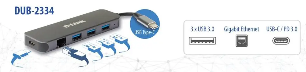 USB-C хаб D-Link 5-в-1 DUB-2334 Photo 3