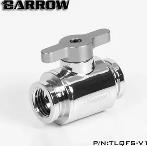 Ball valve Barrow TLQFS-V1 s s 10mm G1/4 silver - shut-off valve for liquid cooling