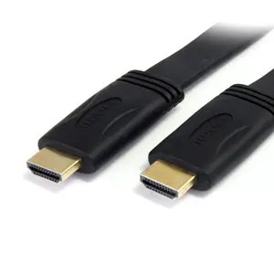 Flat High Speed HDMI Cable with Ethernet StarTech 7.6 m — HDMI Type A Male to Male, Gold-plated Contacts, Black