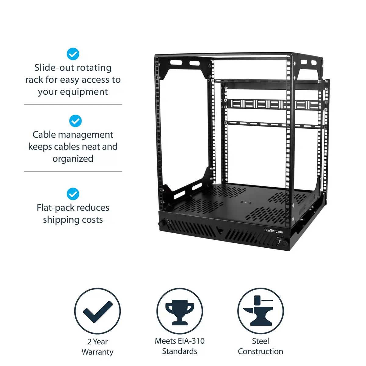 StarTech 19in 12U Sliding Rotating Open Frame Network Rack Photo 4