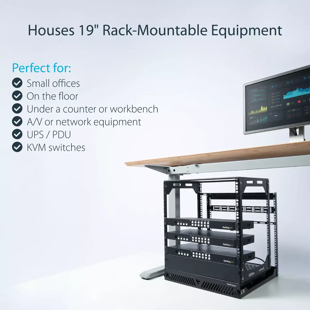 StarTech 19in 12U Sliding Rotating Open Frame Network Rack Photo 5