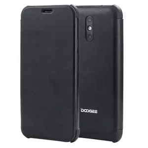 Flip cover Doogee MIX Black with tempered glass — protective case with front flap and screen protector