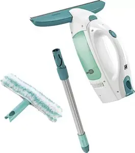 Handheld electric window cleaner Leifheit 51003 — 28 cm working width, 43 cm stick, 38 min runtime, removable water tank