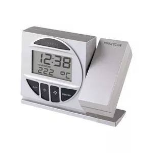 Будильник TechnoLine WT 590 — радиоуправляемый с проекцией, серебристый, питание AAA