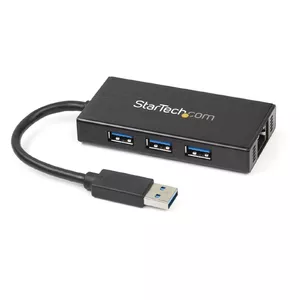 USB Хаб StarTech.com ST3300GU3B 3-Портовый Портативный с Gigabit Ethernet