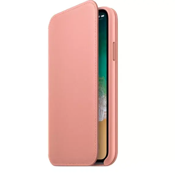 Apple iPhone X ādas folio — rozā zelts Photo 3