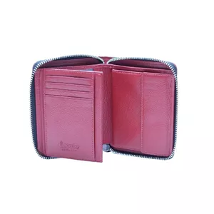 Zipper Wallet Esquire 095607-17 — Black/Red leather wallet with zip closure