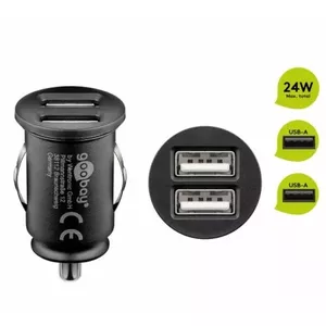 Автомобильное USB‑зарядное GOOBAY W-71897 — 2 USB порта, суммарно 4.8A, чёрное