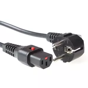 ACT Powercord CEE 7/7 male angled C13 IEC Lock black 2 m EL182S