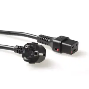 ACT Powercord CEE 7/7 male angled C19 IEC Lock black 2 m 16 A 230 V