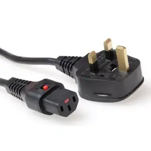 Сетевой шнур ACT PC980 — вилкa UK на C13 IEC Lock, 2 м, 230 В 10 А, чёрный