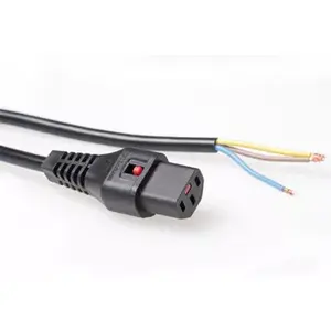 ACT Powercord C13 IEC Lock open end black 4 m PC1026 230V 10A