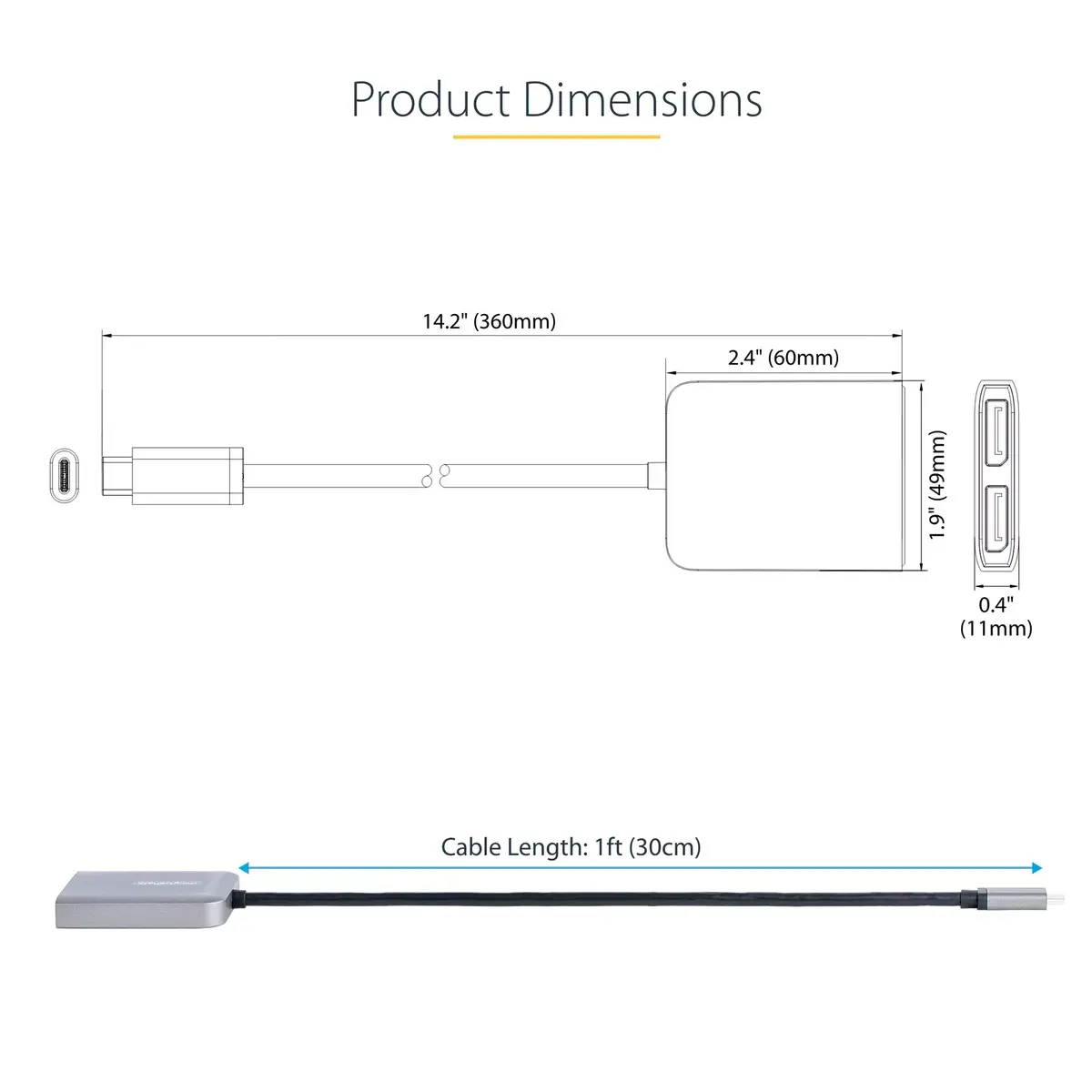 Адаптер USB-C на два DisplayPort StarTech MST Hub Photo 6